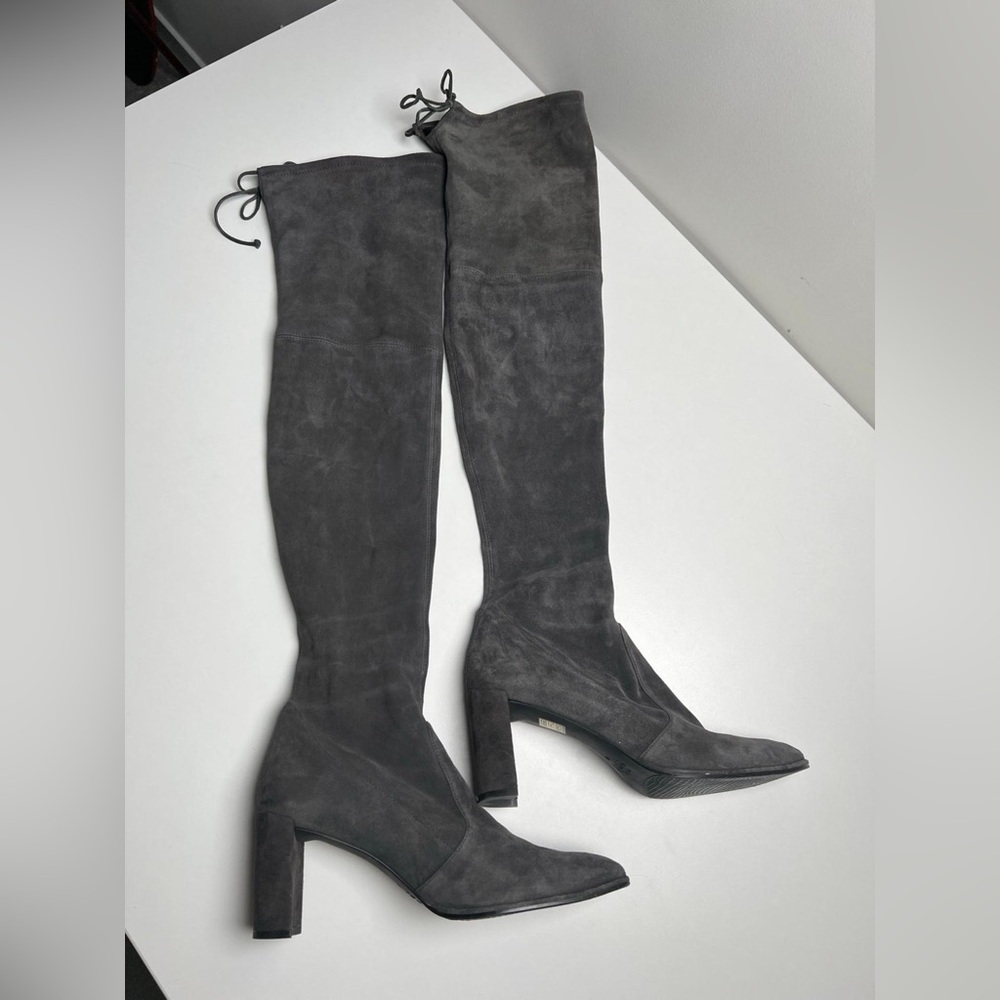 Stuart Weitzman Landmark Suede Over-the-knee Boots Slate